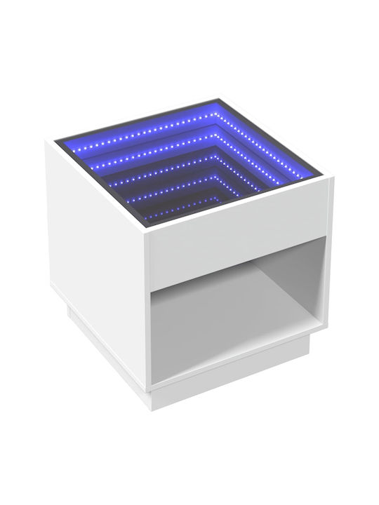Square Side Table Glass White M50xD50xH50cm