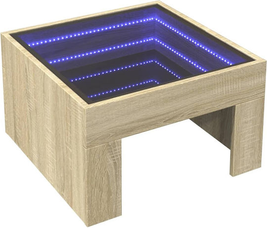 Square Glass Side Table Sonoma Oak 50x50x30 cm