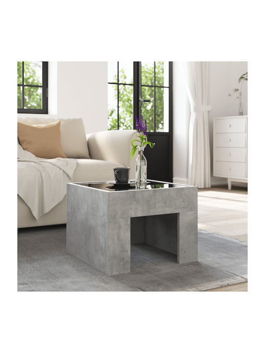 Square Side Table Glass with LED Grey Concrete L40xW40xH30cm.