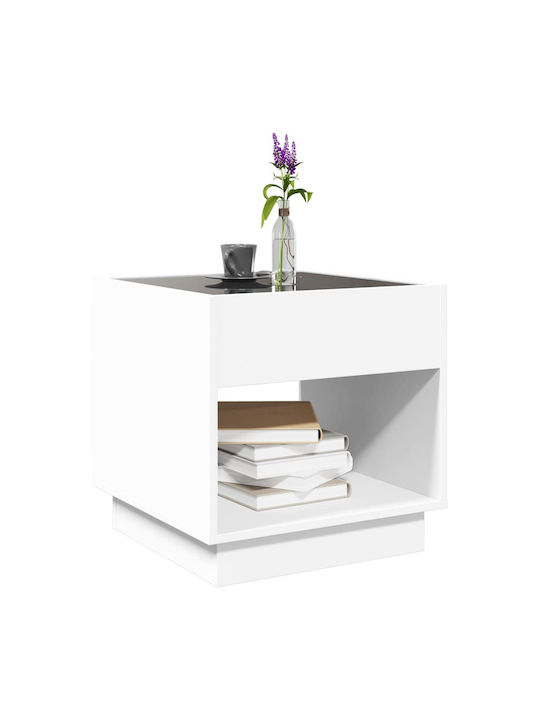 Square Side Table Glass White M50xD50xH50cm