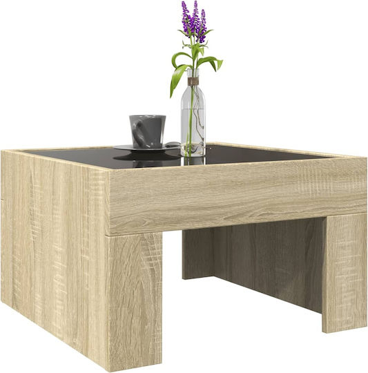 Square Glass Side Table Sonoma Oak 50x50x30 cm