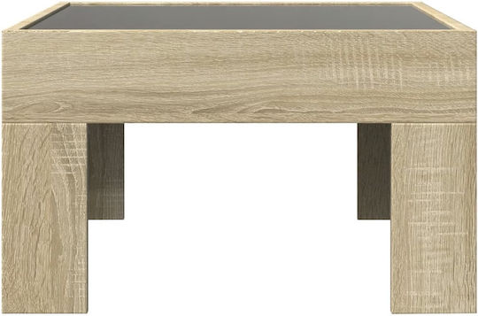 Square Glass Side Table Sonoma Oak 50x50x30 cm