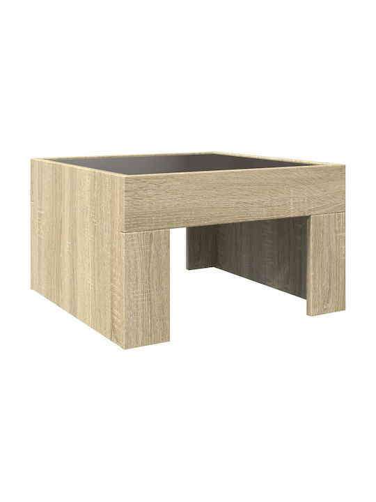 Square Glass Side Table Sonoma Oak 50x50x30 cm
