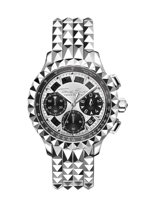 Thomas Sabo Rebel Uhr Chronograph Batterie mit Silber Metallarmband