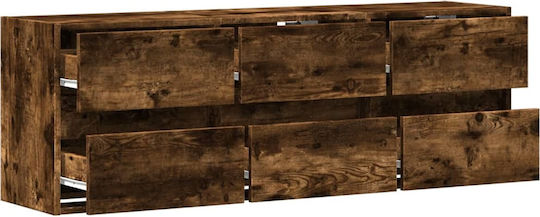 TV Stand Wooden Smoky Oak L130xW31xH45cm