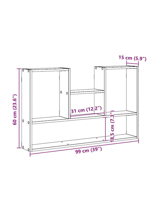 Black Wall Shelf 99x15x60cm