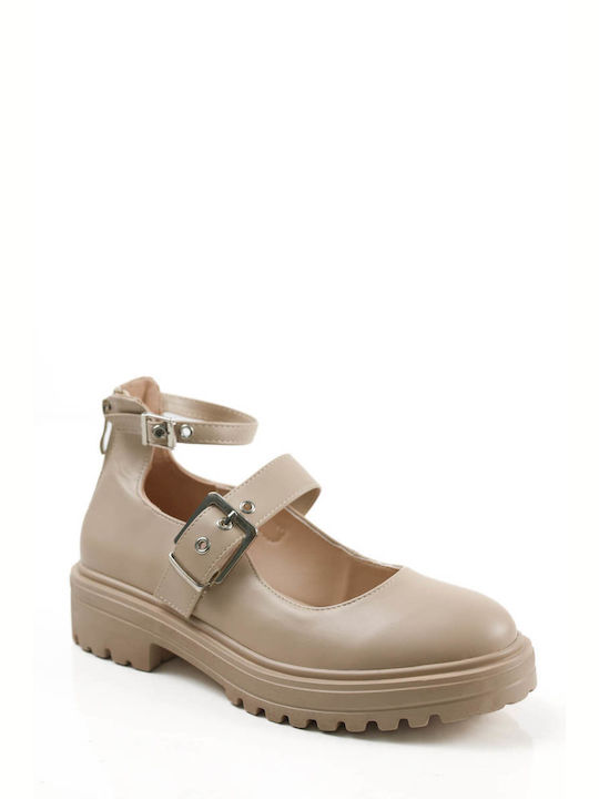 Ligglo Lackleder Damen Loafers in Beige Farbe