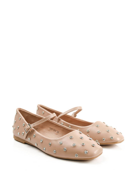 Ligglo Synthetic Leather Ballerinas Beige