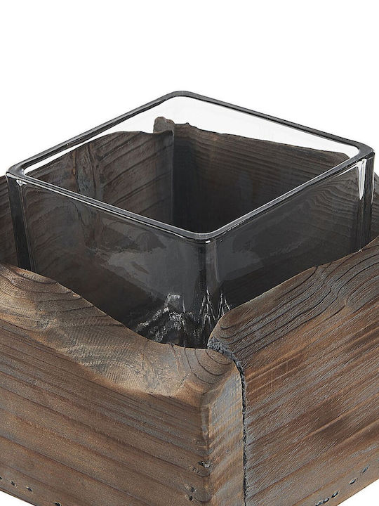 Beliani Kerzenhalter Hölzernes in Beige Farbe 17cm