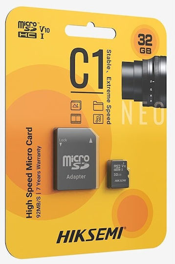 Hiksemi microSDHC 32GB V10 UHS-I 92MB/s με αντάπτορα