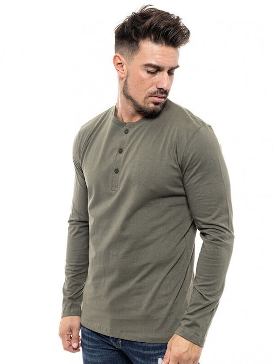 Biston Herren Langarmshirt Schaltflächen Green