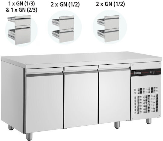 Inomak Commercial Refrigerator 421lt with 3 Doors 0/+10°C L179xD70xH87.5cm