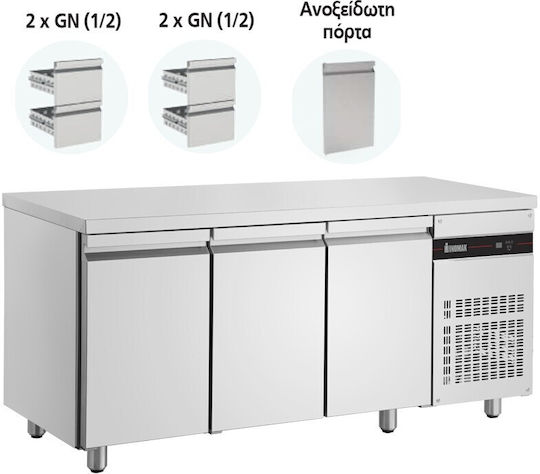 Inomak Commercial Refrigerator 421lt with 3 Doors 0/+10°C L179xD70xH87.5cm