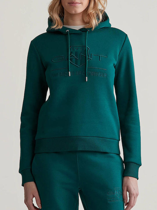 Gant Tonal Shield Women's Hooded Sweatshirt Petrol