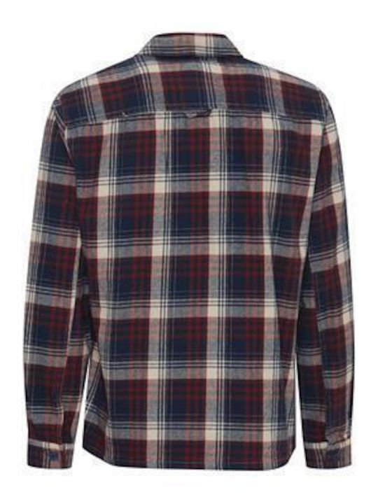 Blend Men's Shirt Overshirt Long Sleeve Checked Dress Blue