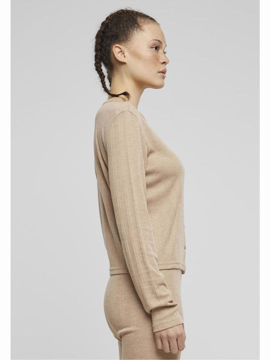 Women's Knitted Cardigan Beige Melange