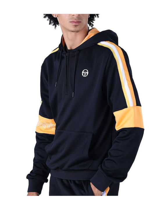 Sergio Tacchini Herren Sweatshirt Jacke mit Kapuze und Taschen Schwarz