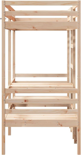 Kids Bed Loft Bed Single with Desk Beige for Mattress 75x190cm