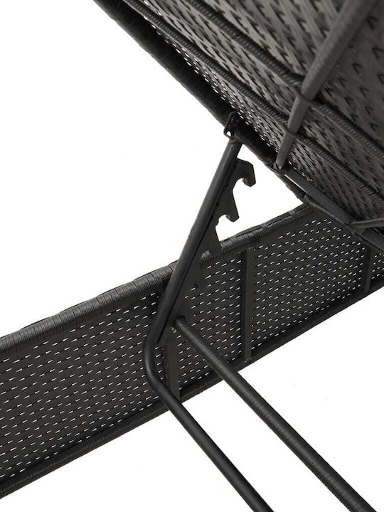 Градински И Басейнови Шезлонги Rattan С Черно Маса 3 Бройки 198x55x39см