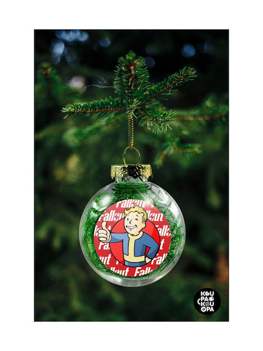 Glob de Crăciun Fallout Vault Boy Transparent cu Umplutură Verde 8cm