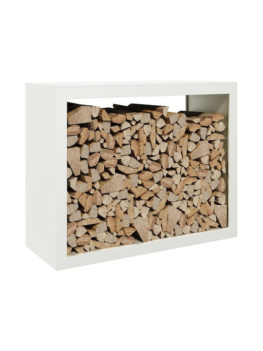 vidaXL Μεταλλικό Ράφι Αποθήκευσης Ξύλων 100x40x80cm Λευκό