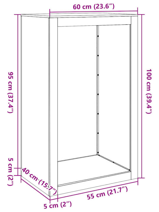 vidaXL Металик Рафт Съхранение на Дърва 60x40x100см Бял