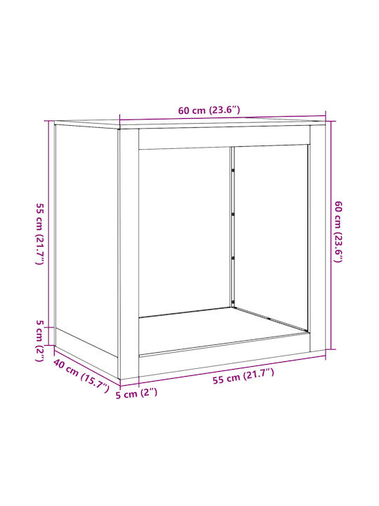 vidaXL Μεταλλικό Ράφι Αποθήκευσης Ξύλων 60x40x60cm Καφέ