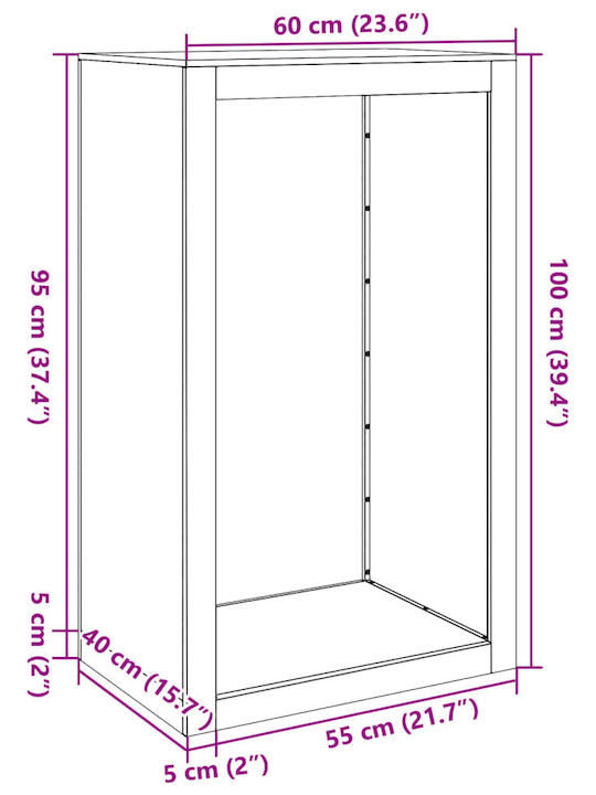 vidaXL Metallisch Regal Holzlagerung 60x40x100cm