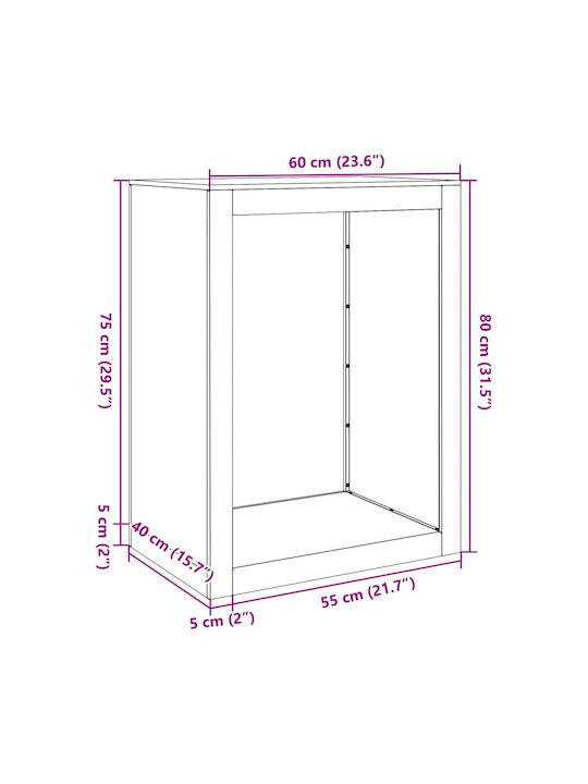 vidaXL Μεταλλικό Ράφι Αποθήκευσης Ξύλων 60x40x80cm Γκρι