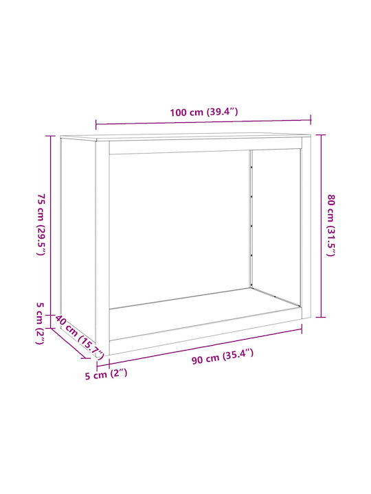 vidaXL Металик Рафт Съхранение на Дърва 100x40x80см Сив