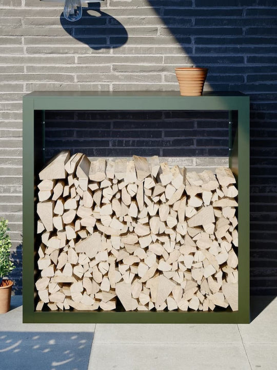 vidaXL Μεταλλικό Ράφι Αποθήκευσης Ξύλων 100x40x100cm Πράσινο