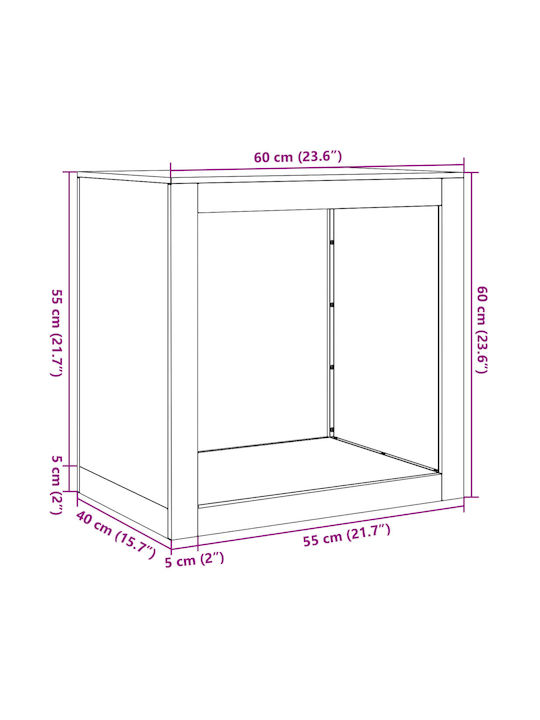 vidaXL Metalic Raft Depozitare lemne 60x40x60cm Maro