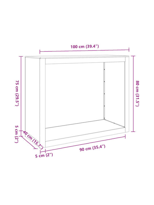 vidaXL Metalic Raft Depozitare lemne 100x40x80cm Maro