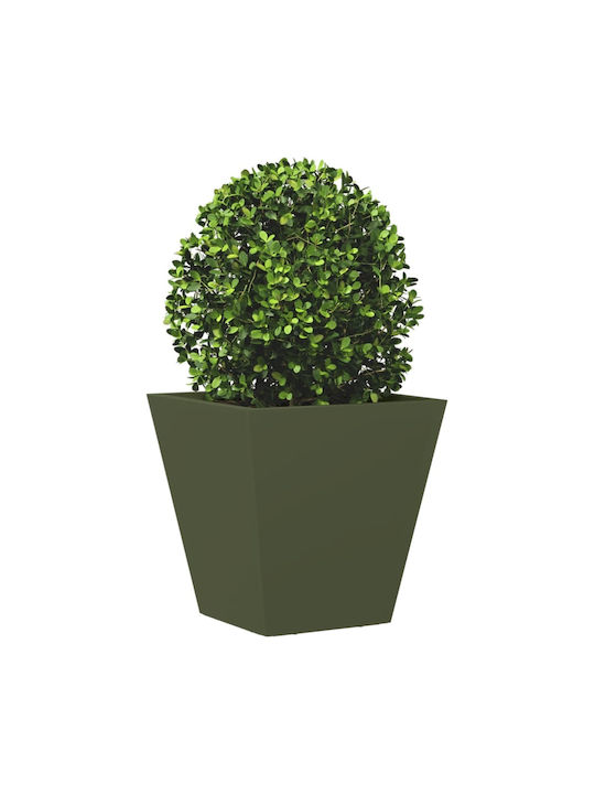 vidaXL Set 2 Planters Metal Olive, Green