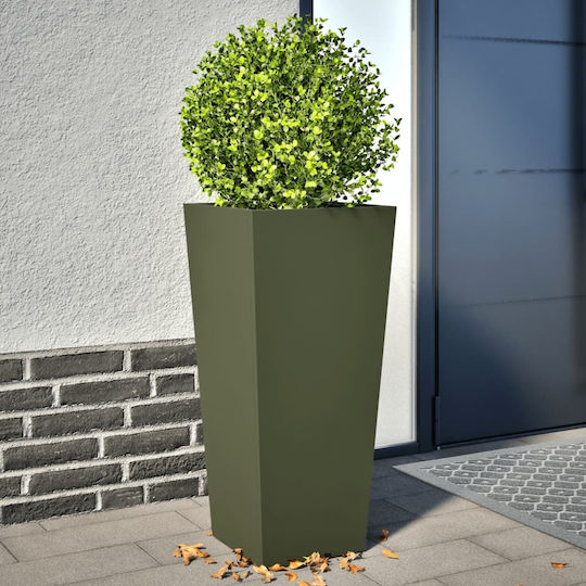 vidaXL Set 2 Blumenkästen Metall Olive, Green