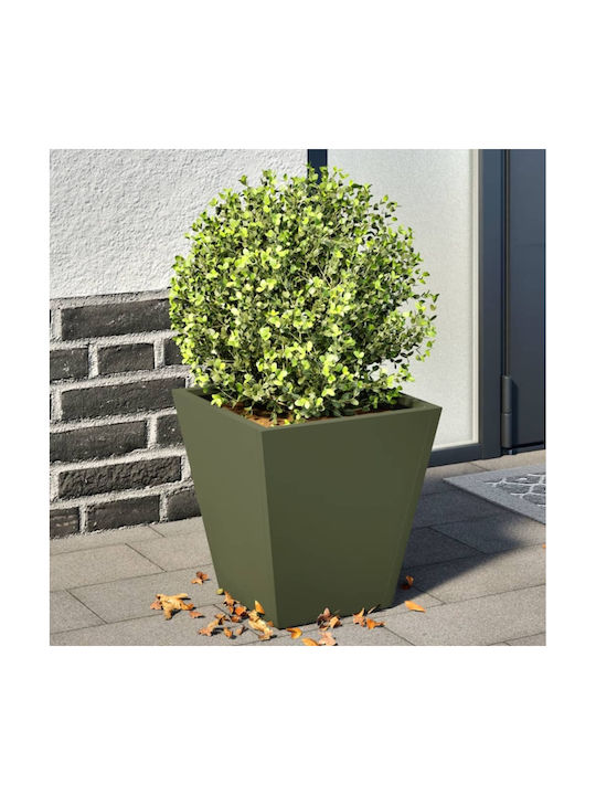 vidaXL Set 2 Planters Metal Olive, Green