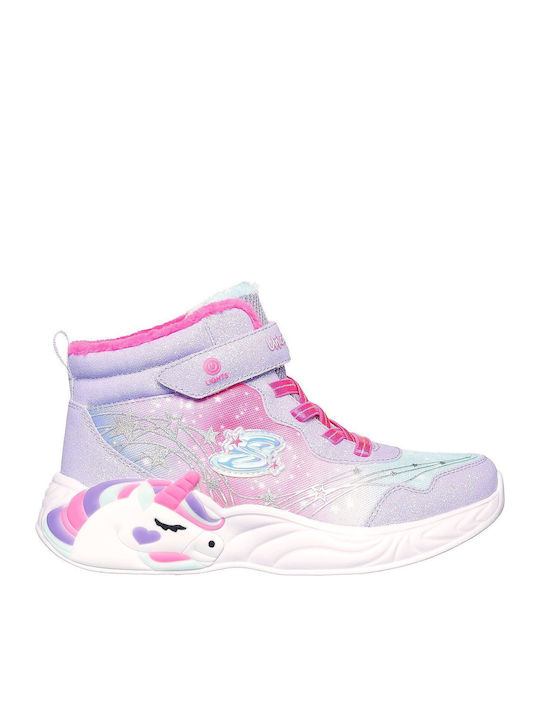 Unicorn Dreams Παιδικά Sneakers High με Σκρατς & Φωτάκια Μωβ