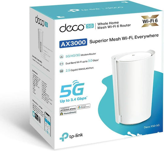 TP-LINK Deco X50 5G v2 Ασύρματο Router Wi‑Fi 6 με 3 Θύρες