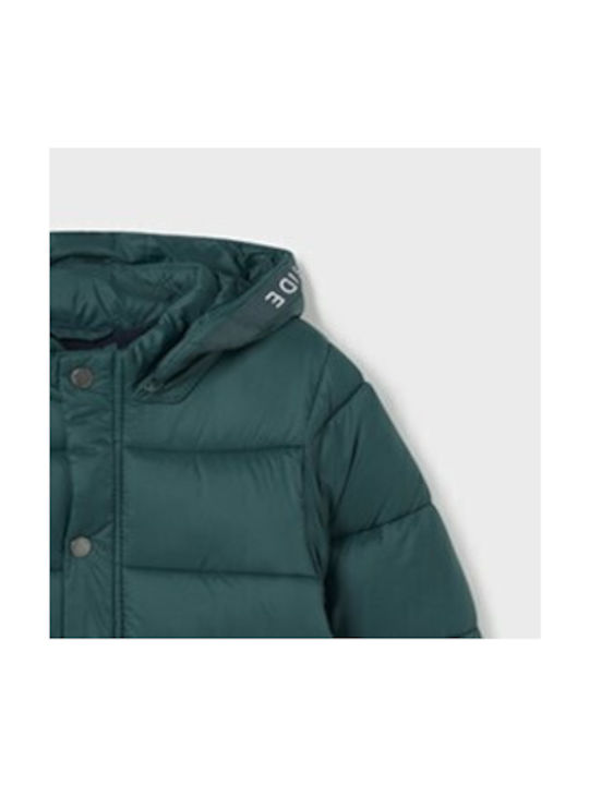 Mayoral Kids Quilted Jacket with Lining & Hood Green