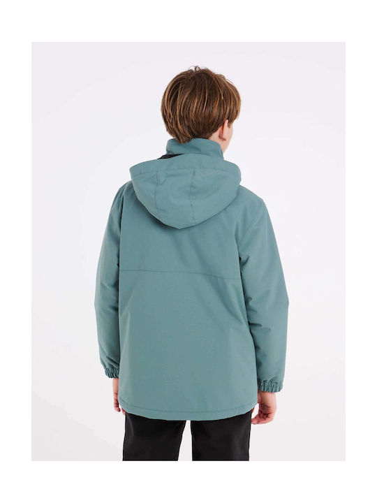 Protest Kids Casual Jacket Long Double Sided with Hood Atlantic Green