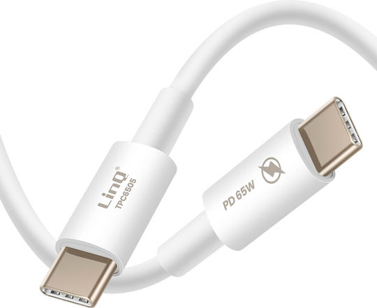 LinQ USB 2.0 Kabel USB-C männlich - USB-C 65W PD Weiß 1,8m TPC6505