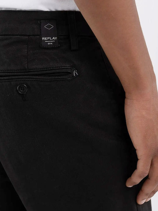Zeumar Παντελόνι Chino Ελαστικό σε Slim Εφαρμογή Μαύρη
