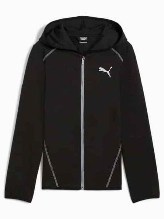 Athletic Kids Sweatshirt Cardigan Cotton with Hood Black Active