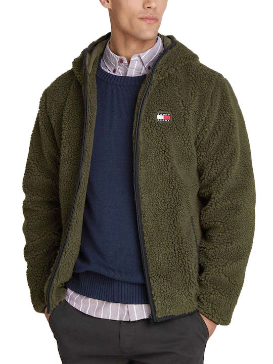 Tommy Hilfiger Men's Hooded Cardigan with Zipper Olive