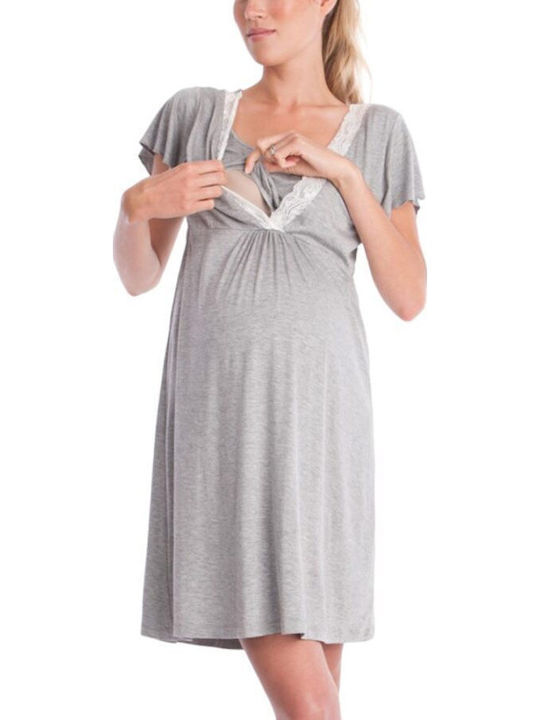 Queen Mother Nightgown Maternity & Nursing Light Gray