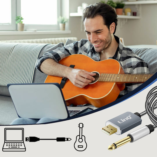 LinQ USB 2.0 Cable USB-A male - 3.5mm male Γκρι 3m KL6308U