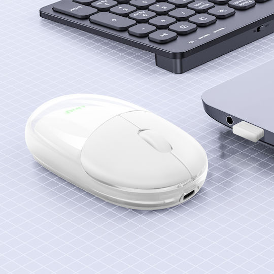 LinQ W707 Ασύρματο Εργονομικό Bluetooth Ποντίκι Λευκό