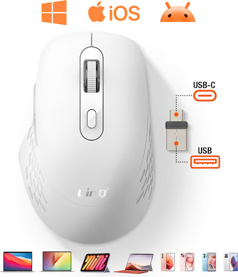 LinQ W709 Wireless Ergonomic Mouse White
