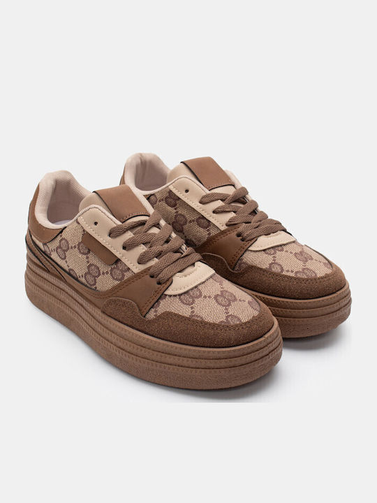 Damen Flatforms Sneakers Dark Brown