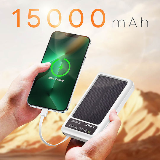 LinQ PD15200 Ηλιακό Power Bank 15000mAh Λευκό